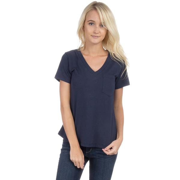 Lauren James S/S Pocket V-Neck Tee - Sailor Navy