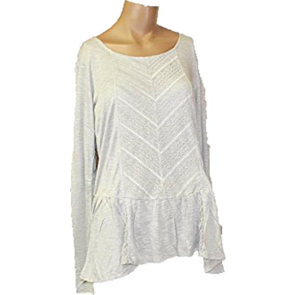 North River Long Sleeve Solid Slub Visco Crew Neck with Lace