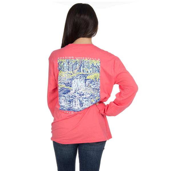 Lauren James Chasing Waterfalls L/S Tee - Coral