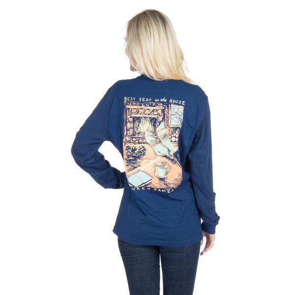 Lauren James Best Seat in the House L/S Tee - Estate Blue