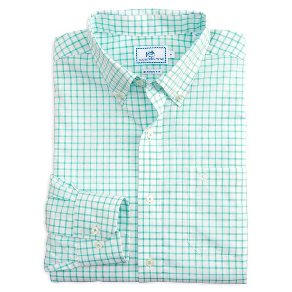 Southern Tide Tradewind Tattersall Sport Shirt - Offshore Green