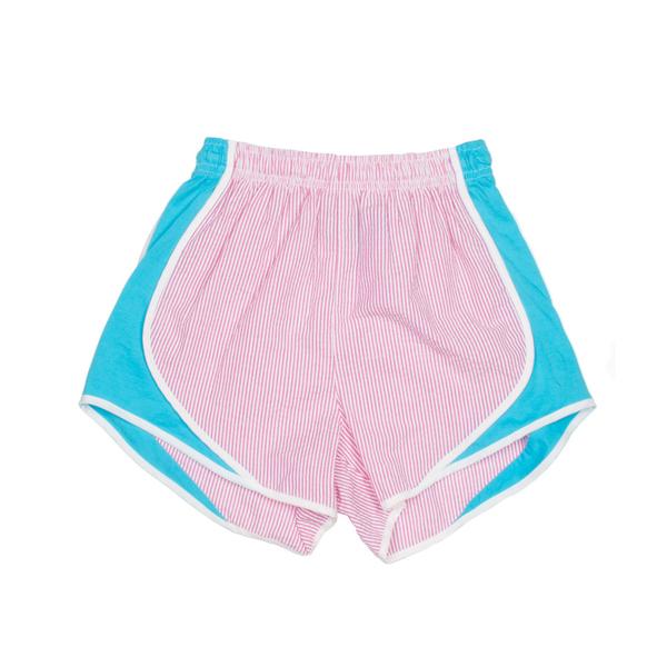 Lauren James Seersucker Shorties - Hot Pink/Turquoise