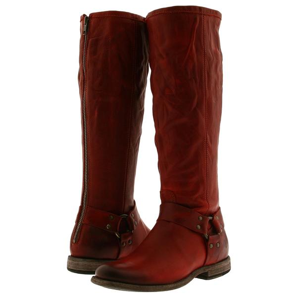 Frye Phillip Harness Tall Boot - Burnt Red