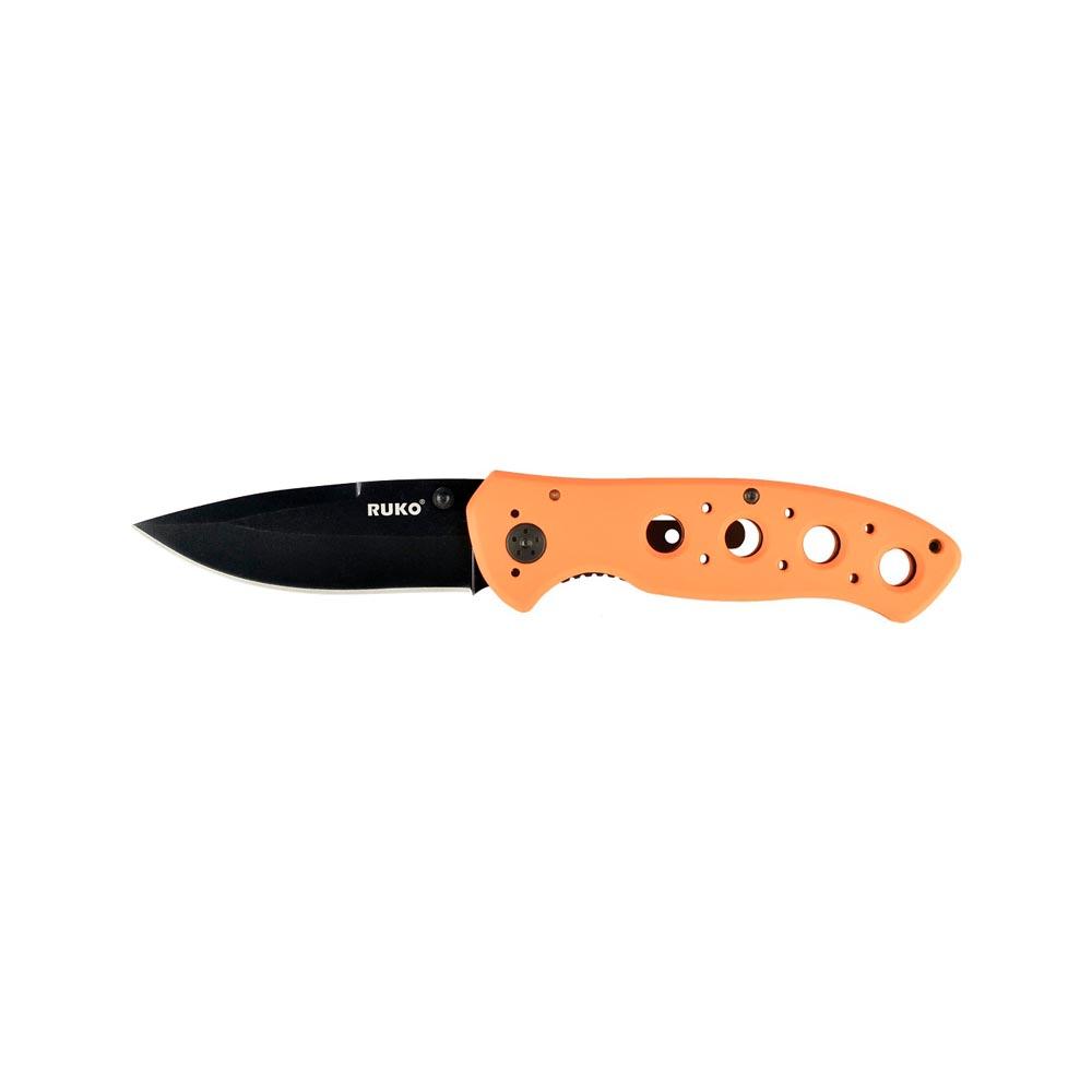 Folding Hunting Knife - Blaze Orange Handle W/Black Blade
