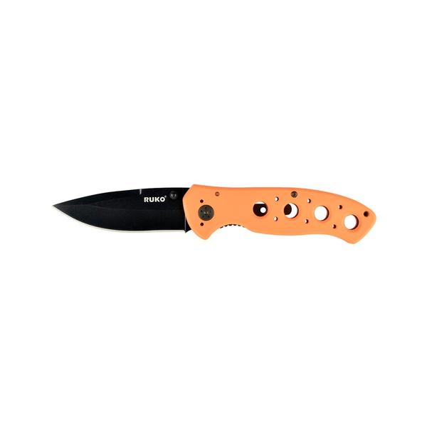 Folding Hunting Knife - Blaze Orange Handle w/Black Blade