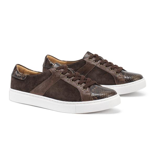 Lindsey Sneaker - Brown Snake-Print Calfskin