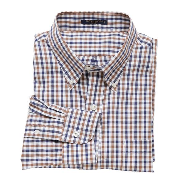 Button Down - Navy/Brown Gingham