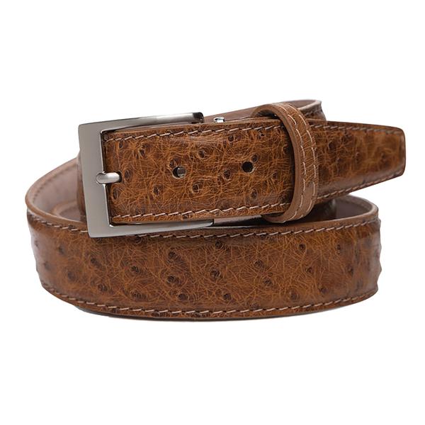 Ostrich Belt - Antique Saddle