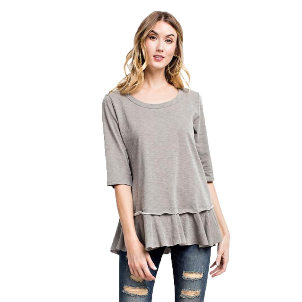 Slub Knit Ruffled Tunic