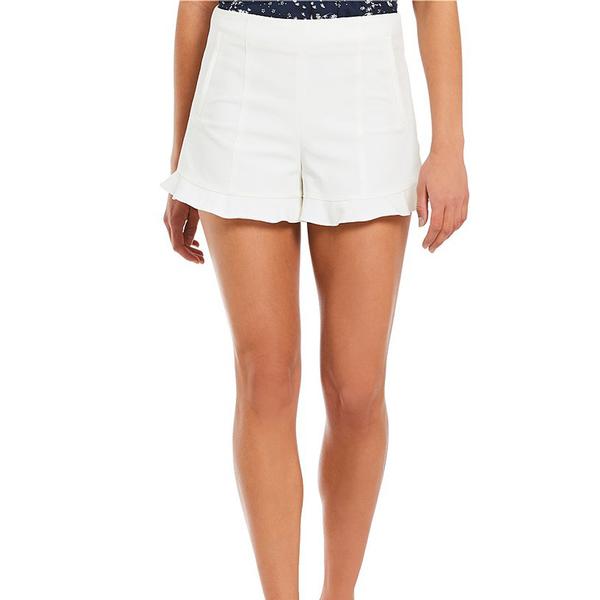Flat Front Ruffle Hem Shorts