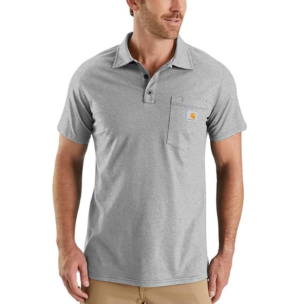 MENS FORCE RELAXED FIT MW S/S PKT POLO 034/HEATHERGREY