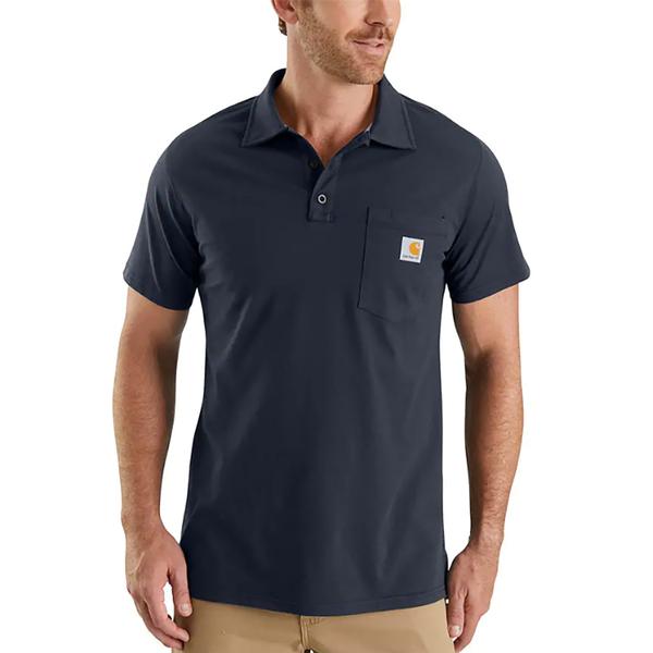 MENS FORCE RELAXED FIT MW S/S PKT POLO 412/NAVY