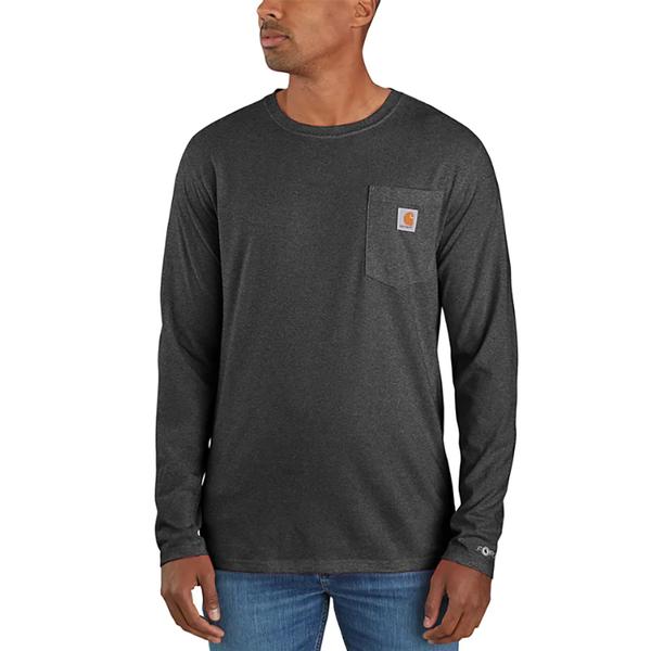 MEN`S CARHARTT FORCE RELAXED FIT MIDWEIGHT LS POCKET Tee CRH/CARBONHEATHER