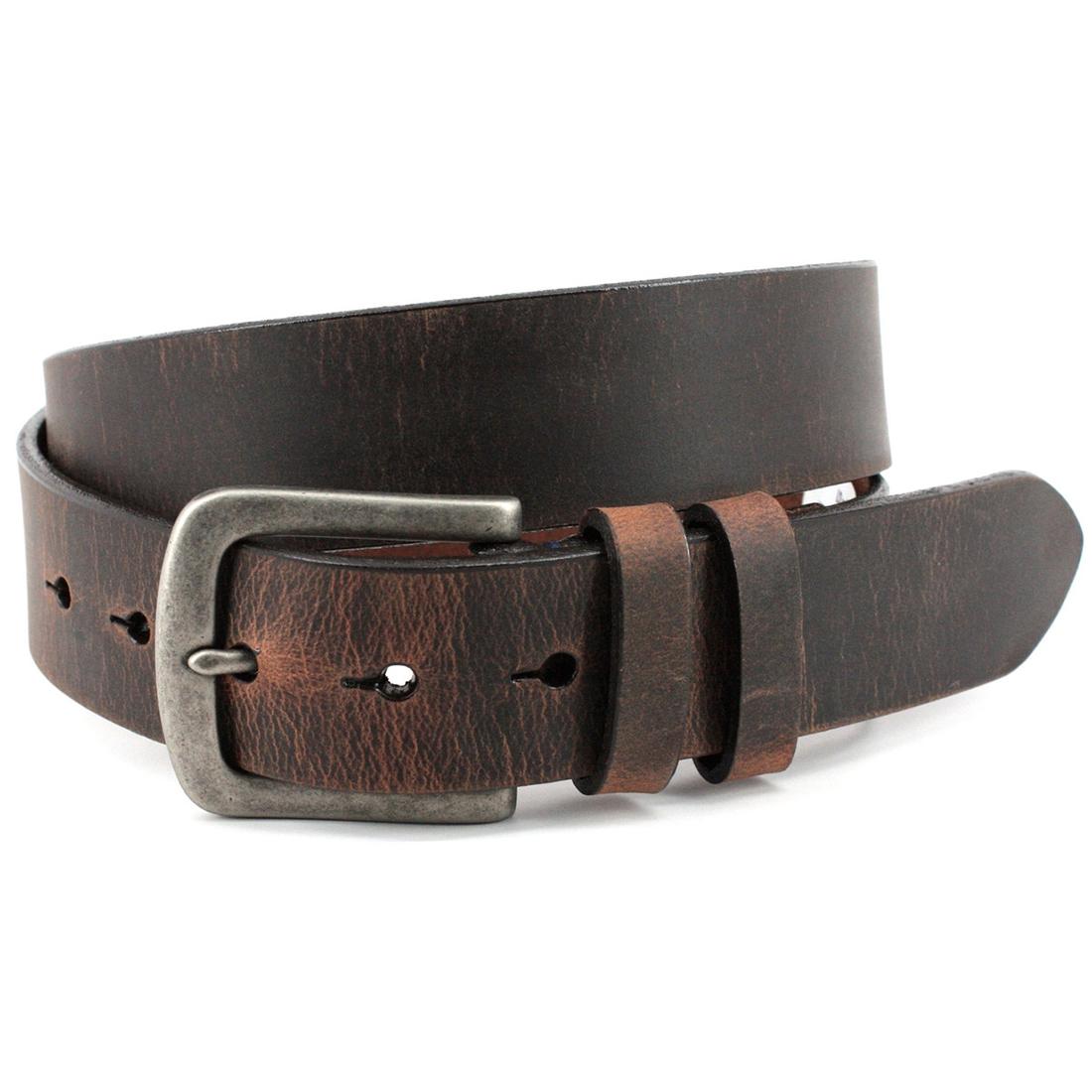  40mm Distressed Waxed Leather Belt Brown
