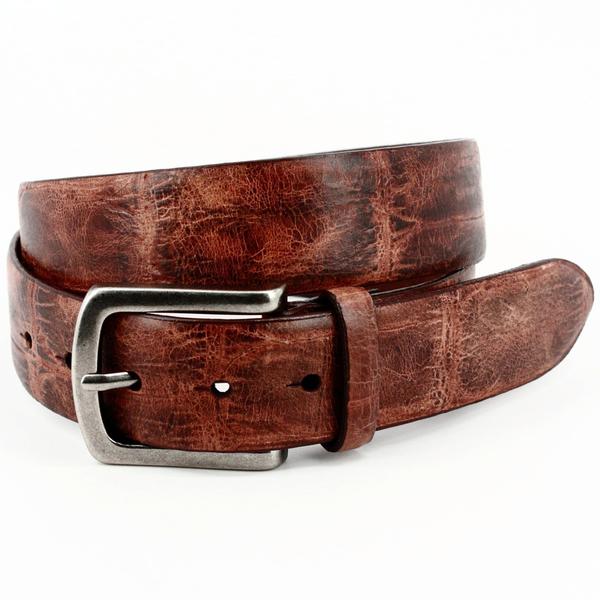 38MM COGNAC ITALIAN LARGE CROC CALF BELT