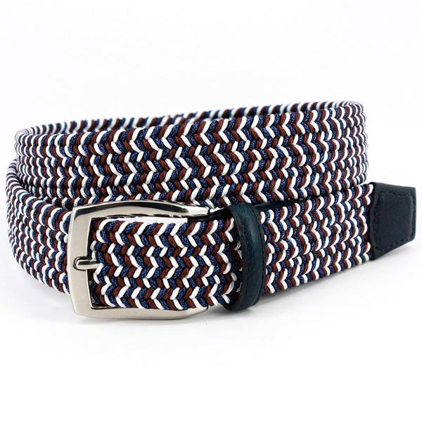 35MM ITALIAN BRAIDED RAYON BELT BLUWHTRD