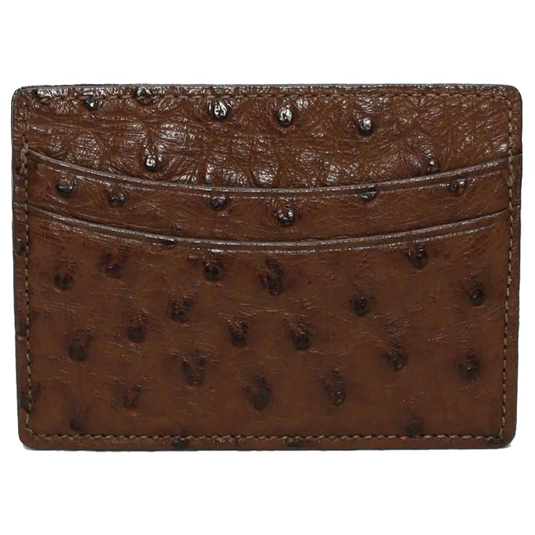 Business Card Id Case Brown Ostrich