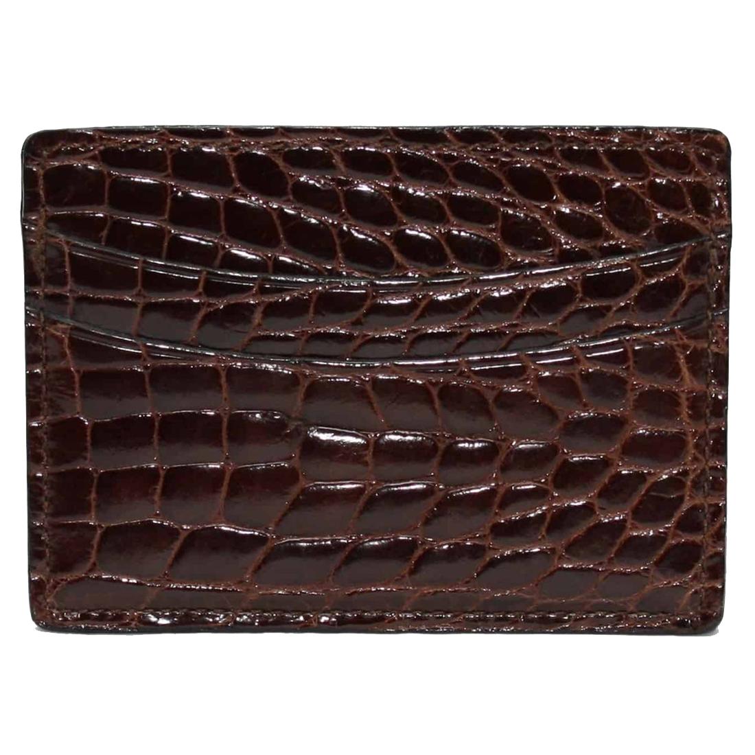 Business Card Id Case Brown Alligator