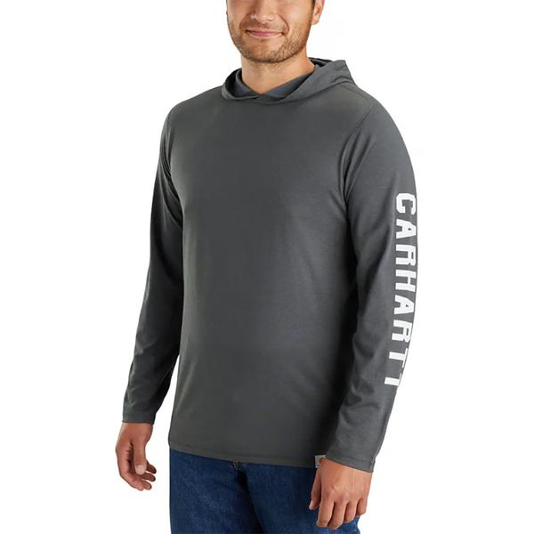 MEN`S FORCE RELAXED FIT MIDWEIGHT LONG-SLEEVE LOGO GRAPHIC HOODED T-SHIRT