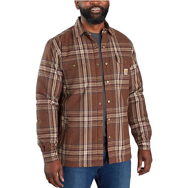 RELAXED FIT FLANNEL SHERPA-LINED SHIRT JAC 227/BURNTSIENNA