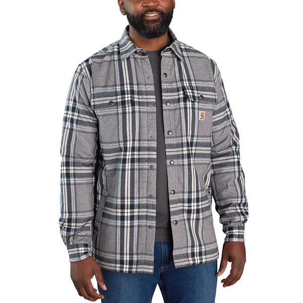RELAXED FIT FLANNEL SHERPA-LINED SHIRT JAC APH/ASPHALT