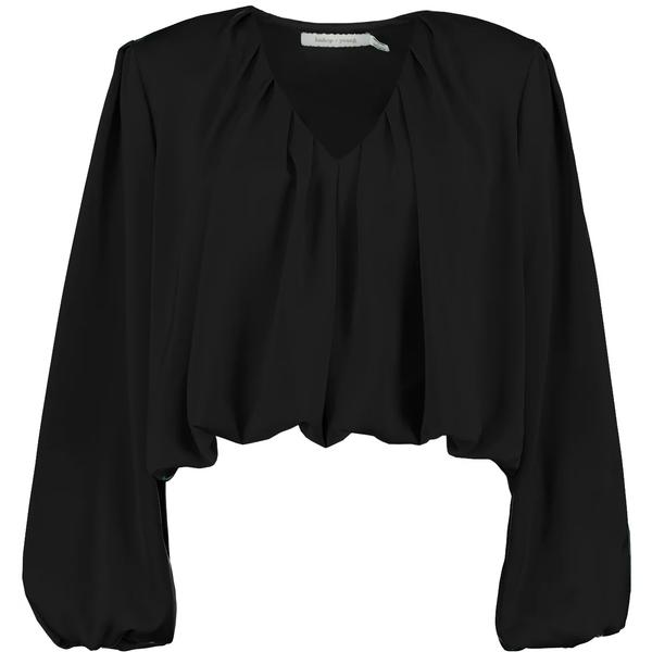 BOHO BUBBLE SLEEVE TOP BLACK