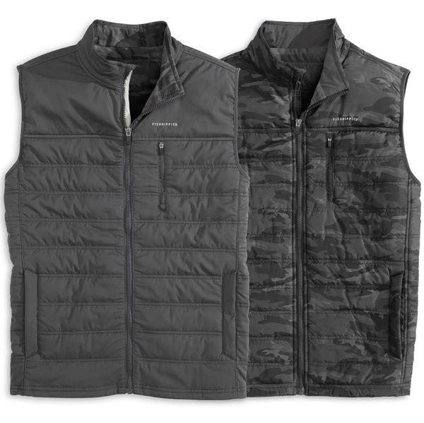 REVERSIBLE BROOKER QUILTED VEST CHARCOAL