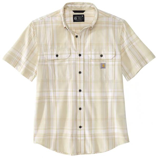 MEN'S LOOSE FIT MW SS Plaid SHIRT A35/CHALK