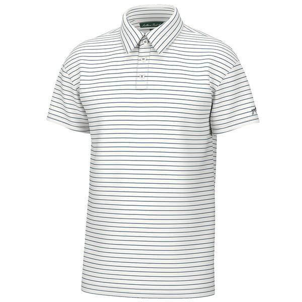 YOUTH HORIZON STRIPE PERFORMANCE POLO WHITE/CAPTAINBLUE