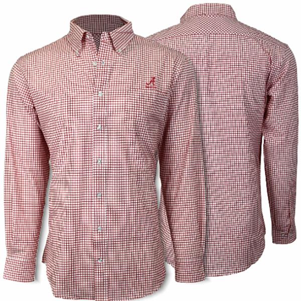 MENS GRADUATE OPEN CHECK DRESS SHIRT TDHOOPS/WHT/CRIMSON