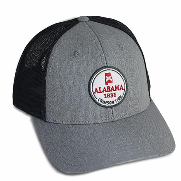 WOVEN CIRCLE BADGE TRUCKER HAT RICH115 HTRGREY/DARKCHARCOAL