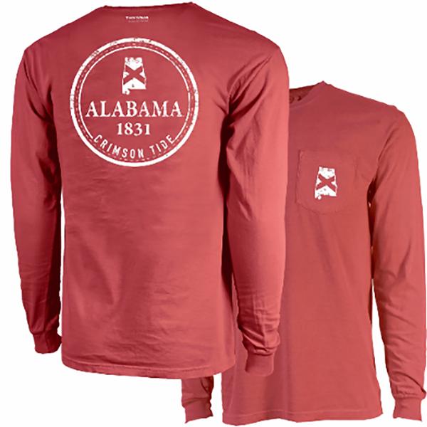 CIRCLE BADGE 2.1 CC L/S TEE CRIMSON