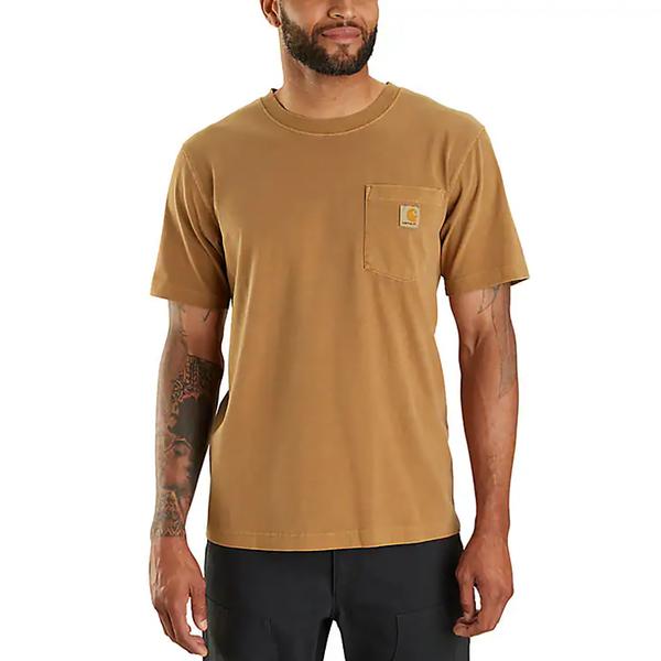 MEN'S RELAXED FIT LW GARMENT DYED S/S BRN/CARHARTTBROWN
