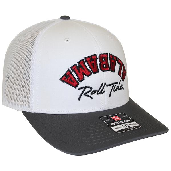UPSIDE DOWN ALABAMA TRUCKER HAT EMB 112 WHITE/CHARCOAL