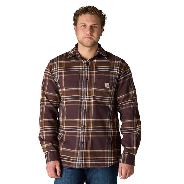 MENS RF MW FLANNEL LS PLAID SHIRT BB3/DARKSEPIA