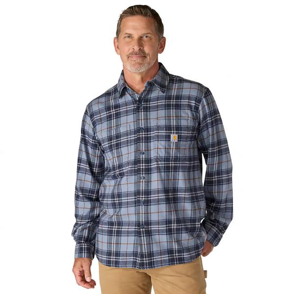 MENS RF MW FLANNEL LS PLAID SHIRT HN7LIGHTFADEDNAVY