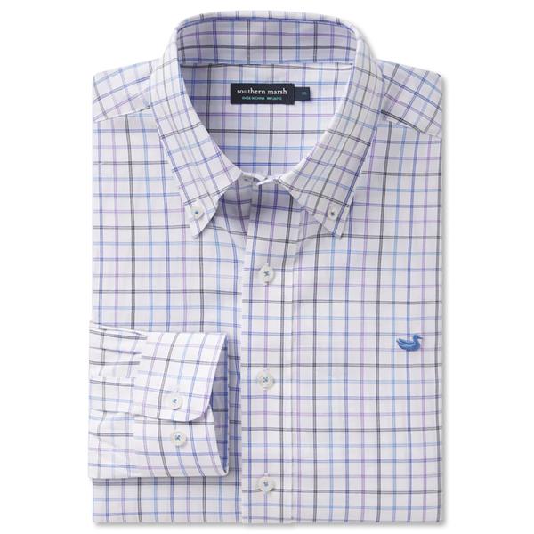 CHATEAU WINDOWPANE DRESS SHIRT NAVY/FRENCHBLUE