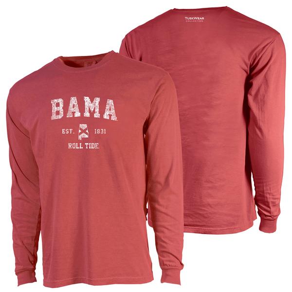 BAMA STATE SINGLE CC L/S TEE CRIMSON