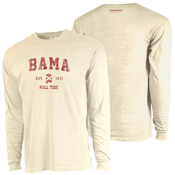 BAMA STATE SINGLE CC L/S TEE IVORY