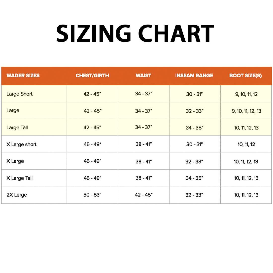 Wader Size Chart Us