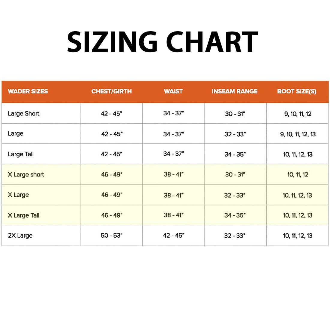 Sitka Waders Size Chart