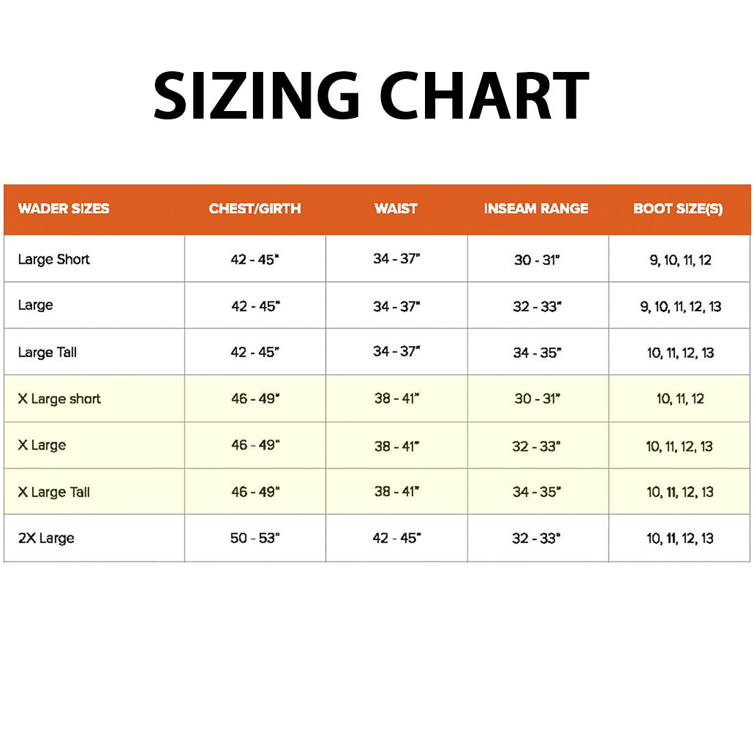 Lacrosse Youth Wader Size Chart